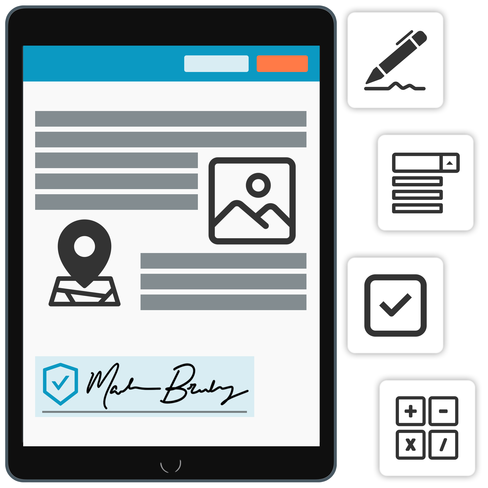 A simplified image of the GoFormz Form Builder on multiple media types.