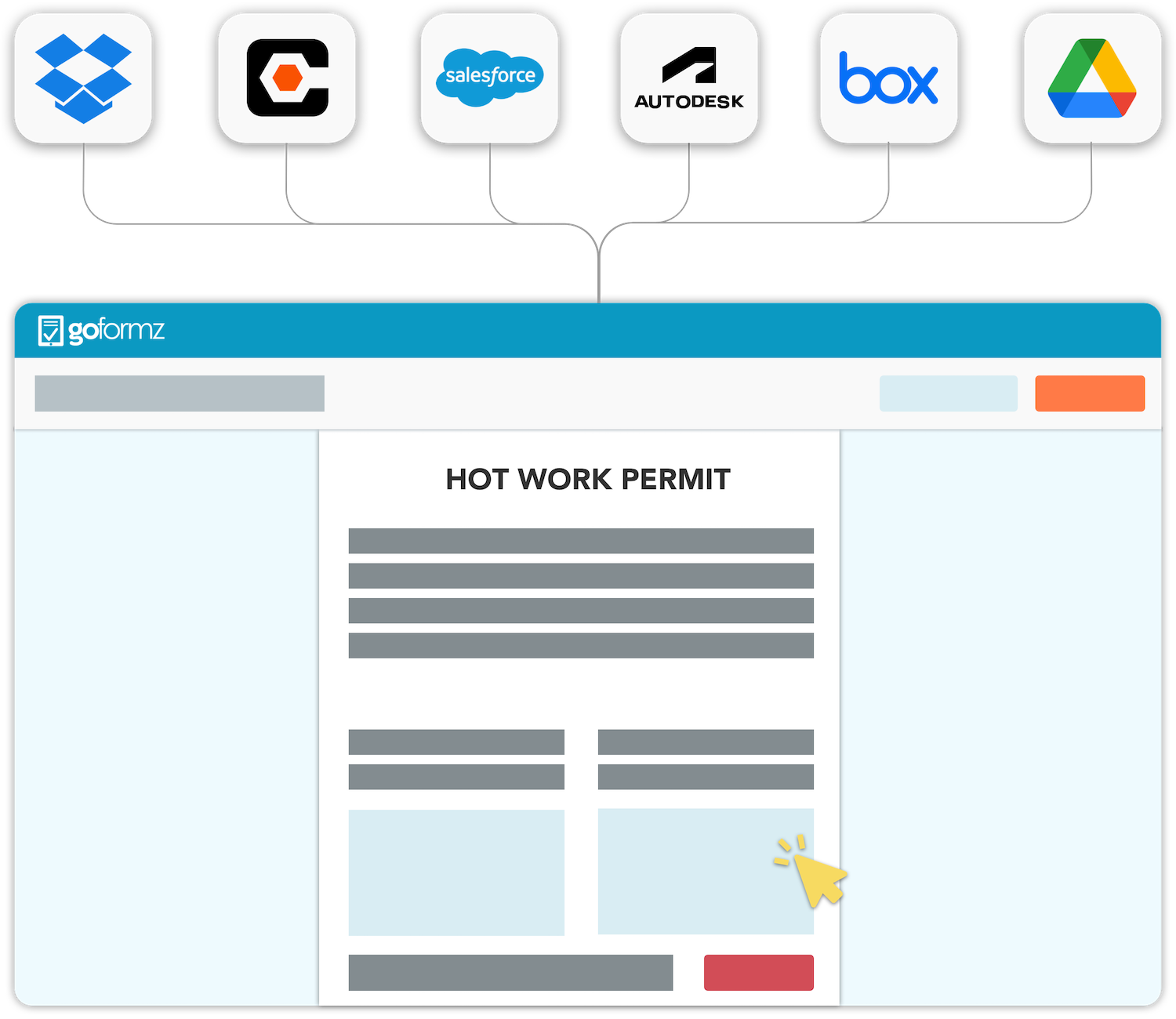 Instantly upload completed forms and data to Cloud storage apps.