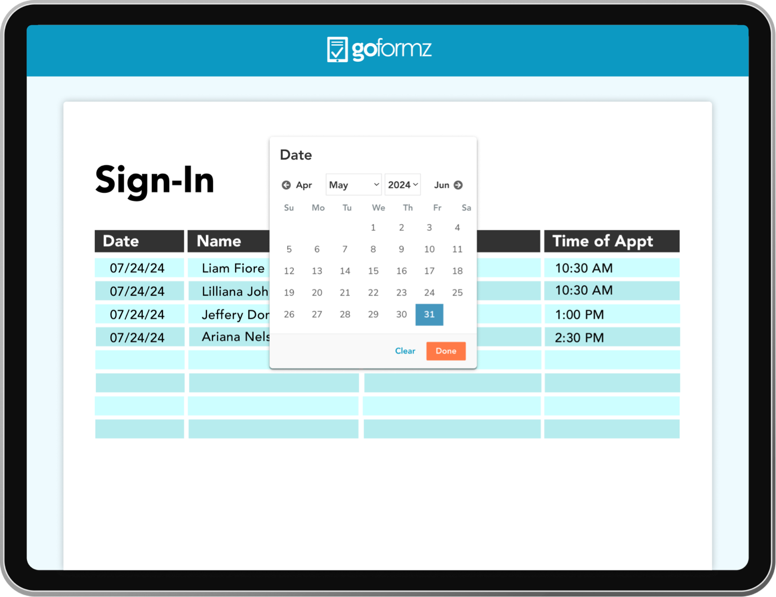 A graphical depiction of an electronic signature field