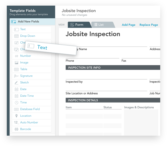 Screenshot of GoFormz form builder tool