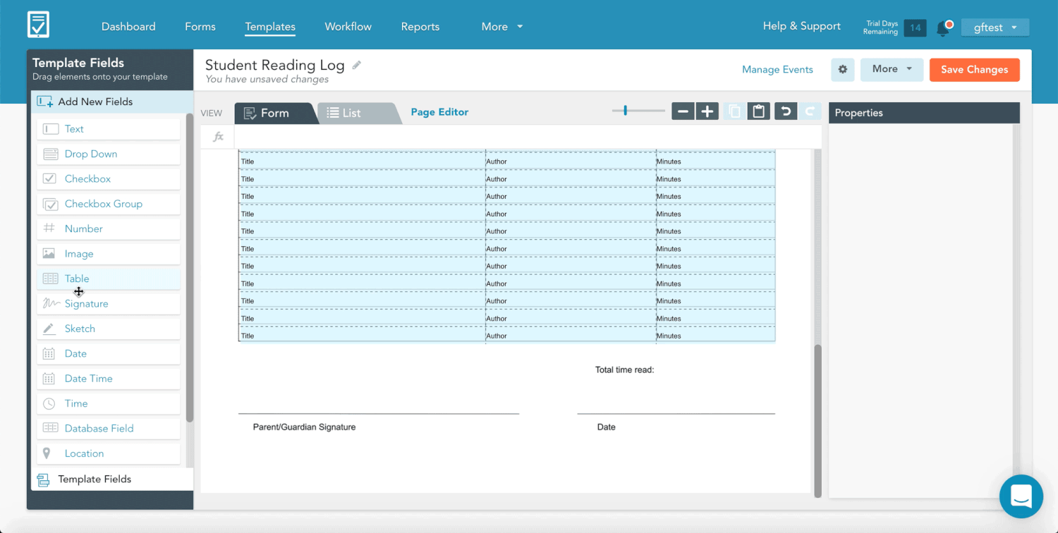 Animated image of a fillable form created using the GoFormz form builder