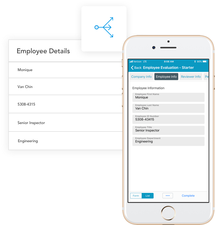 Automatically fill mobile inspection form fields with field service data